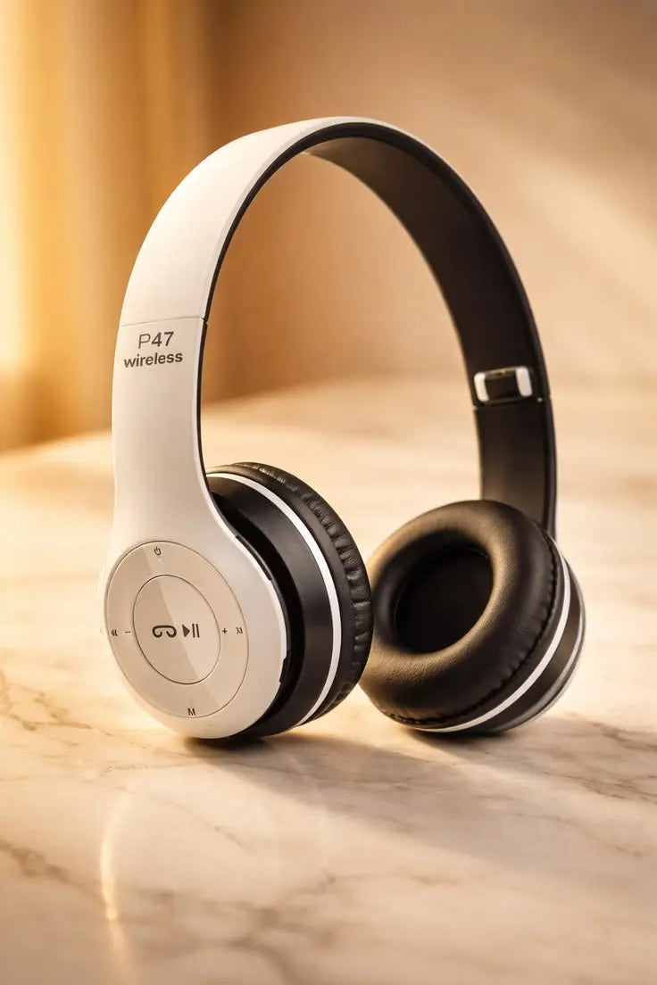 P47 On Ear Wireless Headphones Dynamic Plastic Mobile Phone Earphone with Volume Control / with Microphone / Noise-isolating Headset SK Ansha Mart
