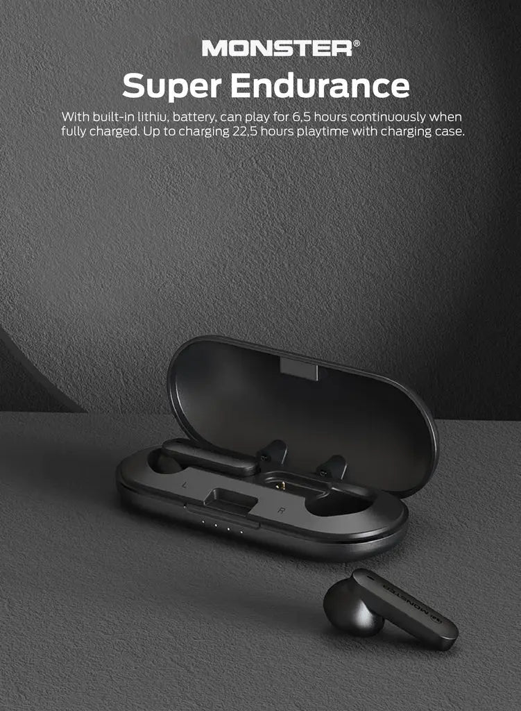 Monster SuperSlim AirLinks Wireless Earbuds – Bluetooth 5.2, Deep Bass, Slim Design & Long Battery Earbuds Pakistan SK Ansha Mart